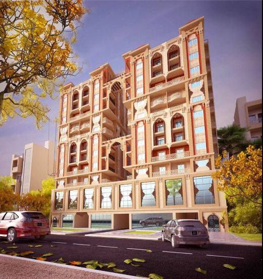 شقة 141م كاملة المرافق علي شارع 24م بمجمع ابراج بجنينة خاصة قسط 5سنوات