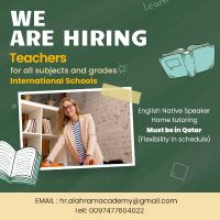 We are looking for teachers for all grades and subjects 