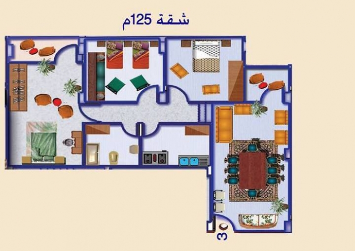 شقة 125 م في برج الجامعة - بالتقسيط علي 10 سنوات